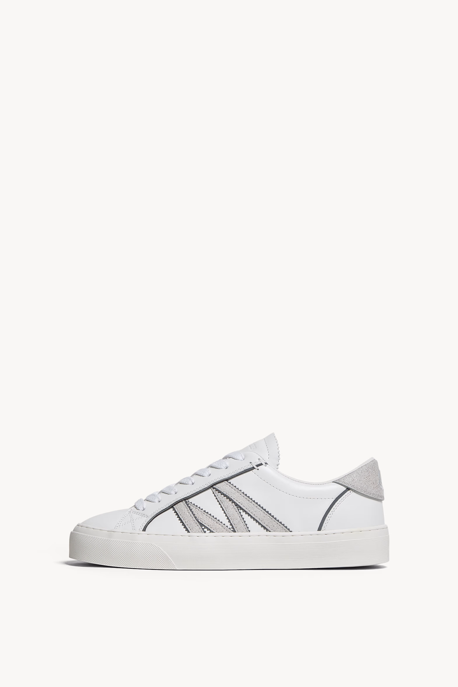 Monaco2 Leather & Glitter Sneakers Women White Moncler 0